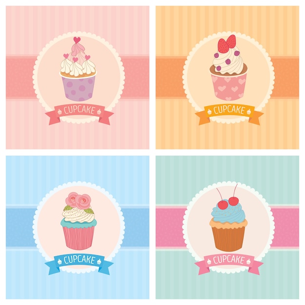 Vecteur cupcake set