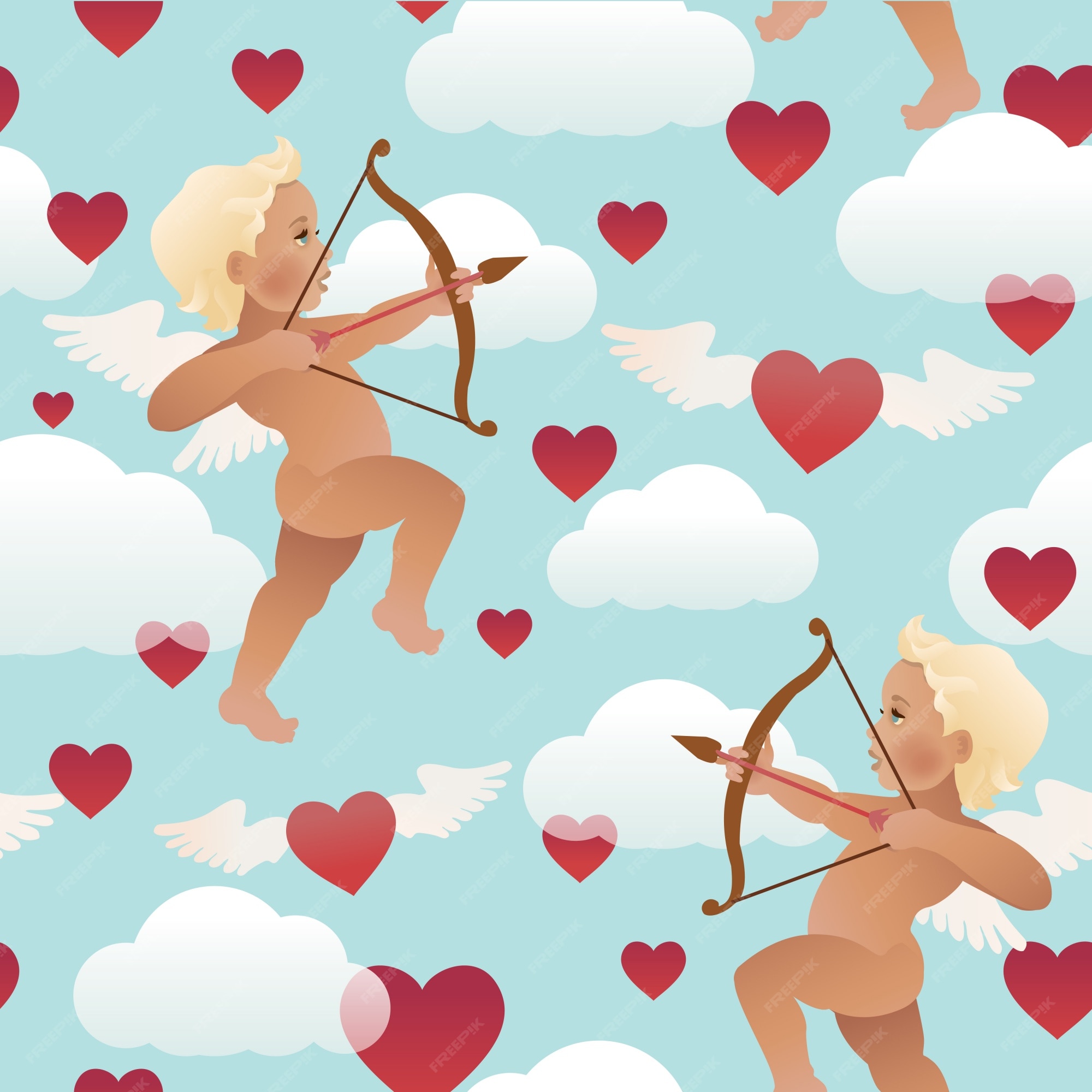 Cupidon Ange Avec Arc Et Flèche Visant à Quelqu'un Coeur