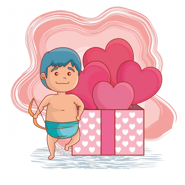 Cupidon Avec Arc Et Cadeaux Cadeaux Avec Coeurs