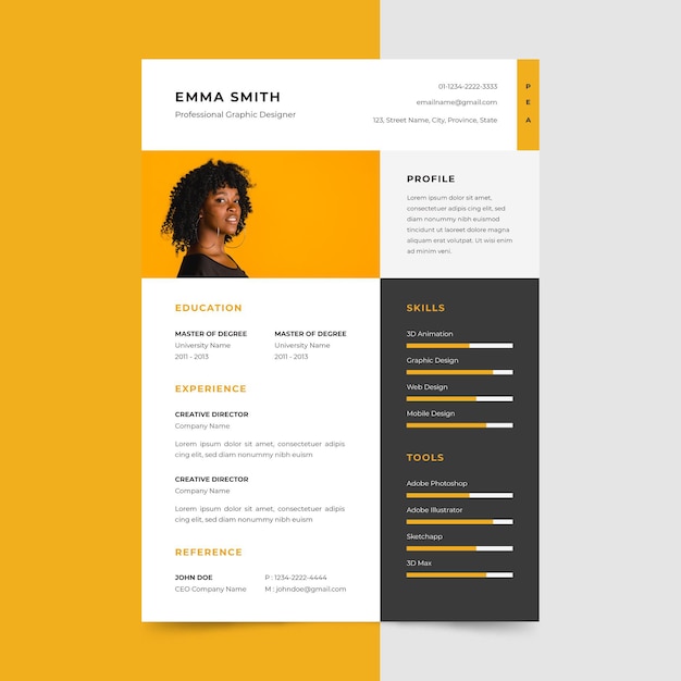 Vecteur curriculum vitae au design minimaliste