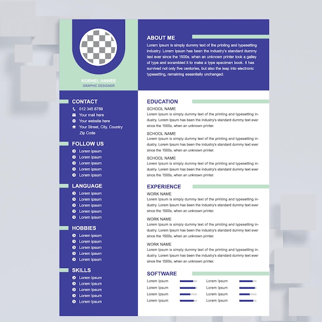 Vecteur un curriculum vitae moderne et unique