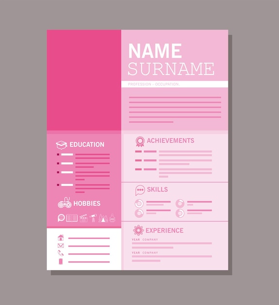 Vecteur curriculum vitae rose