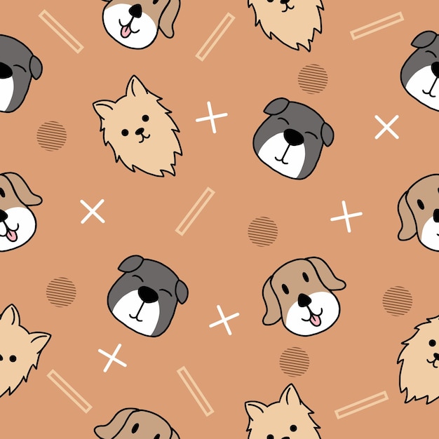 Cute Animal Dog Puppy Puppies Seamless Pattern Doodle Pour Enfants Et Bébé