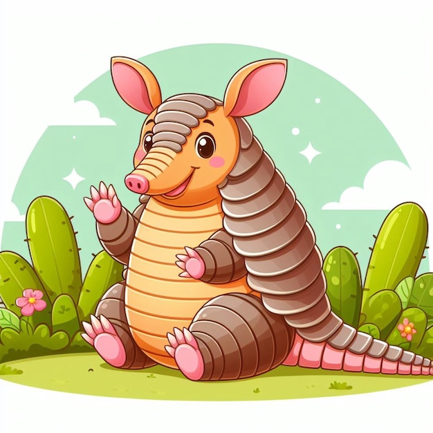 Vecteur cute armadillo vector illustration de dessin animé