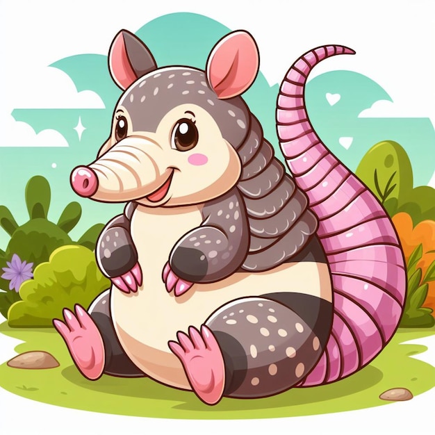 Vecteur cute armadillo vector illustration de dessin animé