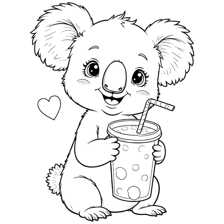 Vecteur cute baby fun koala line art et contour pour les pages à colorier