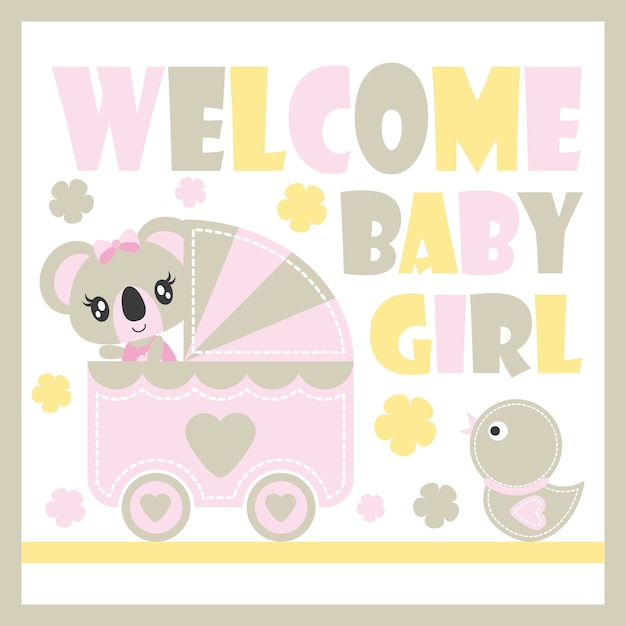 Vecteur cute baby koala vector cartoon illustration pour baby shower carte design, enfant t shirt design et fond d'écran