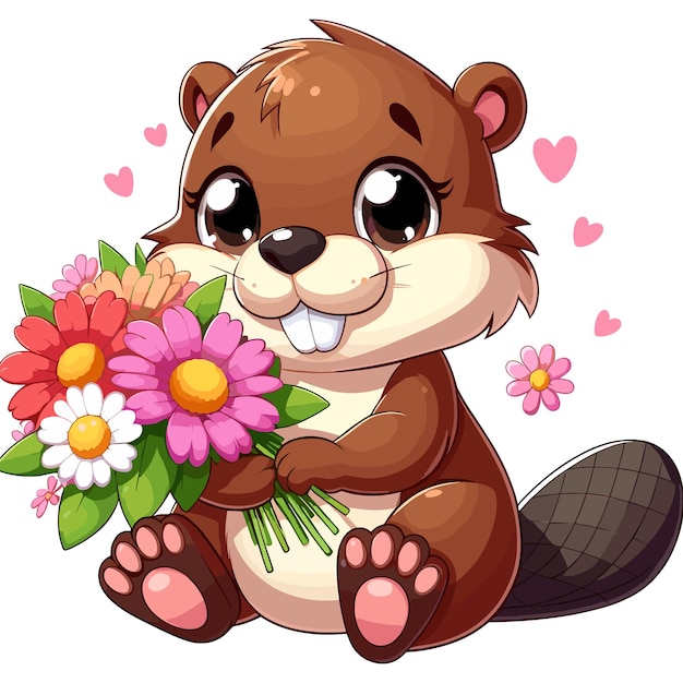 Vecteur cute beaver vector illustration de dessin animé