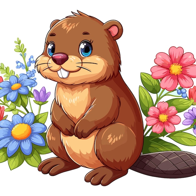 Vecteur cute beaver vector illustration de dessin animé