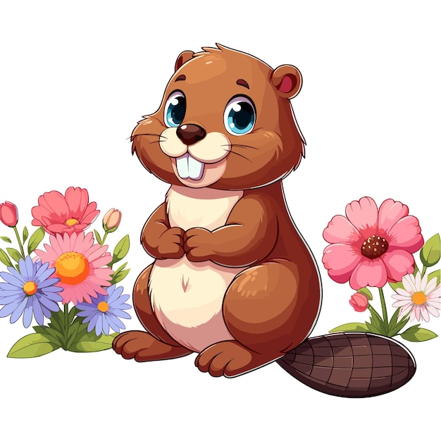 Vecteur cute beaver vector illustration de dessin animé