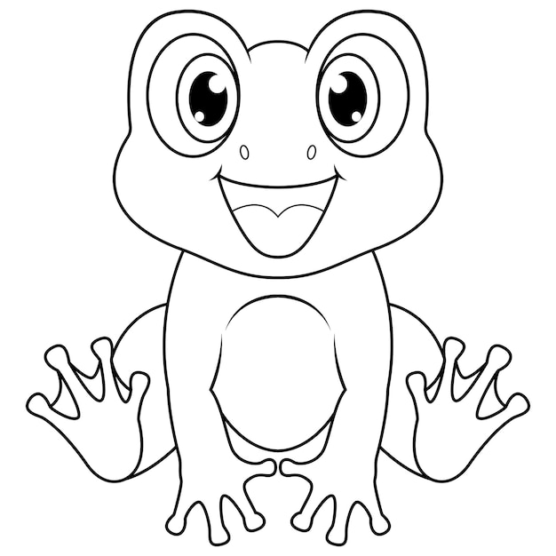 Cute Bébé Grenouille Dessin Animé Assis Ligne D'art