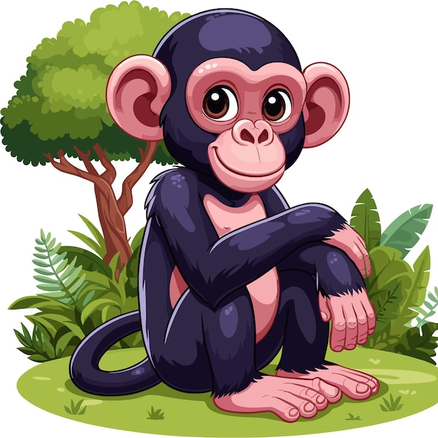 Cute Bonobo Vector Illustration De Dessin Animé