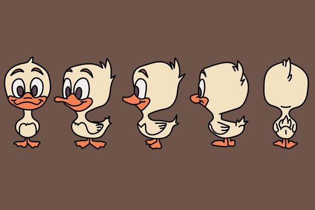 Vecteur cute canard cygne oie personnage de dessin animé style