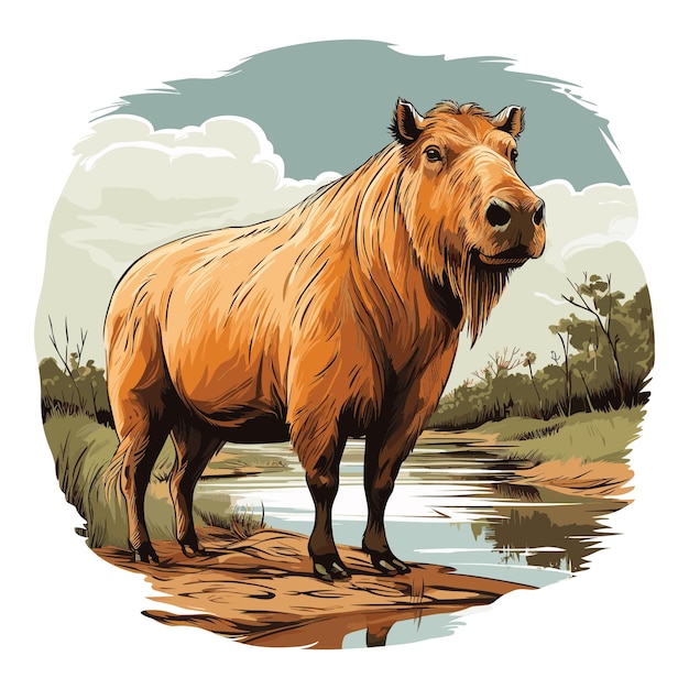 Cute Capybara Vector Art Illustration Design (Design d'illustration vectoriel de Capybara qui est mignon)