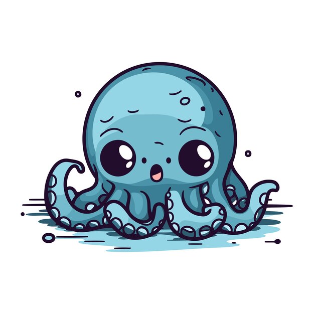 Cute Cartoon Octopus Illustration Vectorielle Isolée Sur Fond Blanc