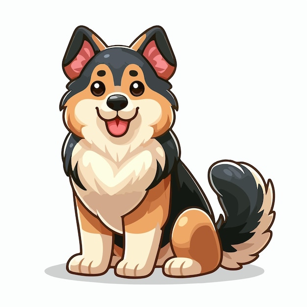 Cute Chien De Berger Allemand Vecteur De Dessin Animé Sur Fond Blanc