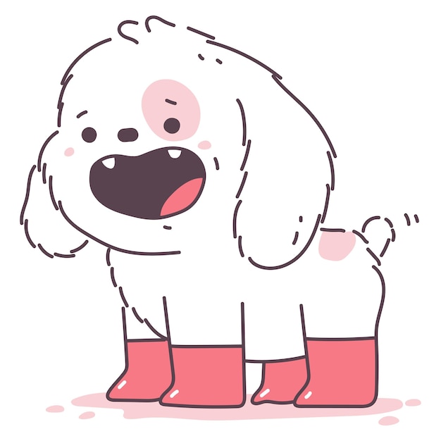 Cute Chien En Bottes Personnage De Dessin Animé Vectoriel Isolé Sur Un Fond Blanc