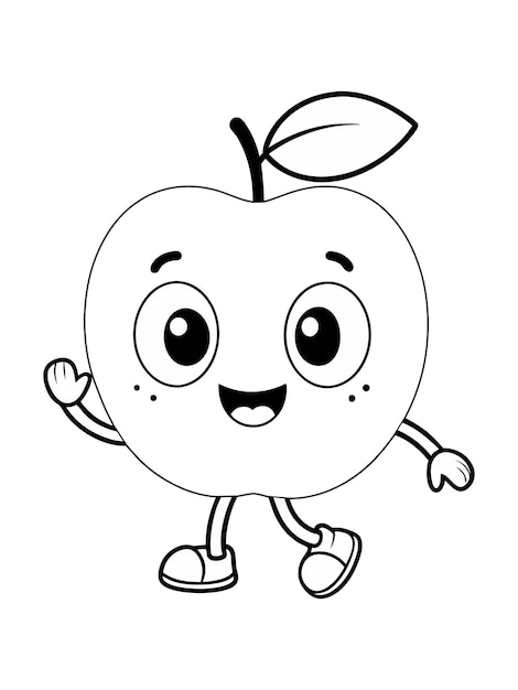 Cute cliprt de fruits en style dessin animé pomme