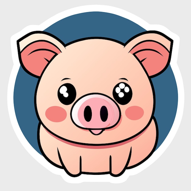 Vecteur cute cochon dessiné à la main plat élégant autocollant de dessin animé icône concept illustration isolée