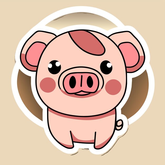 Vecteur cute cochon dessiné à la main plat élégant autocollant de dessin animé icône concept illustration isolée