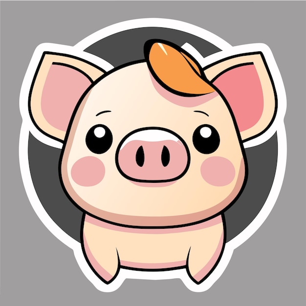 Vecteur cute cochon dessiné à la main plat élégant autocollant de dessin animé icône concept illustration isolée