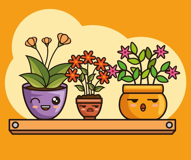 Cute Cute Kawaii Plantes D'intérieur Dessins Animés