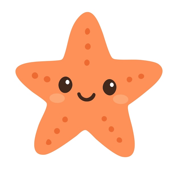 Cute dessin animé vectoriel doodle étoile de mer clipart pour la conception et la décoration enfantine