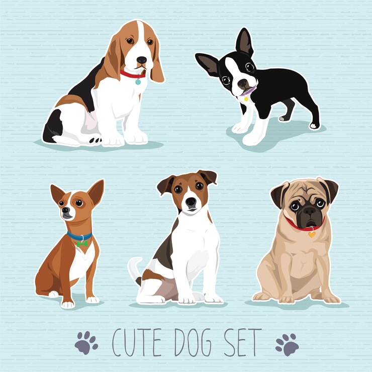 Vecteur cute dog set