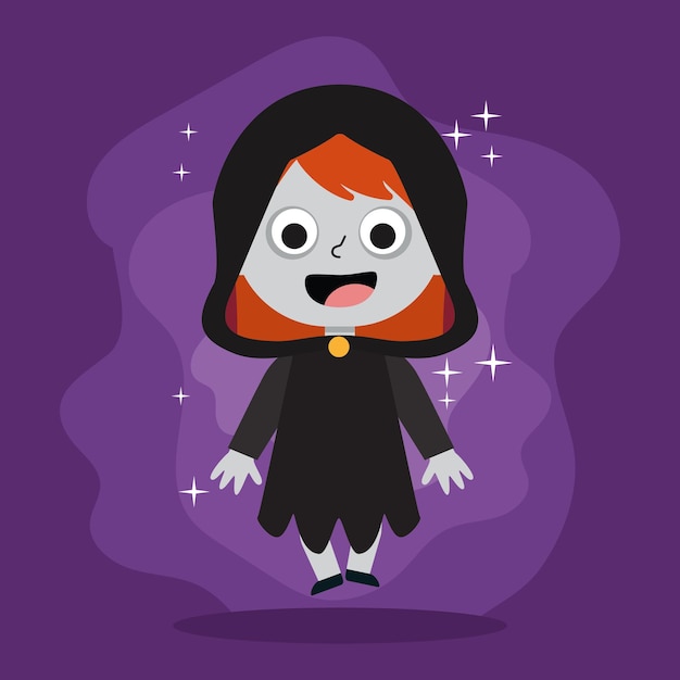 Vecteur cute femme sorcière personnage de costume d'halloween vector