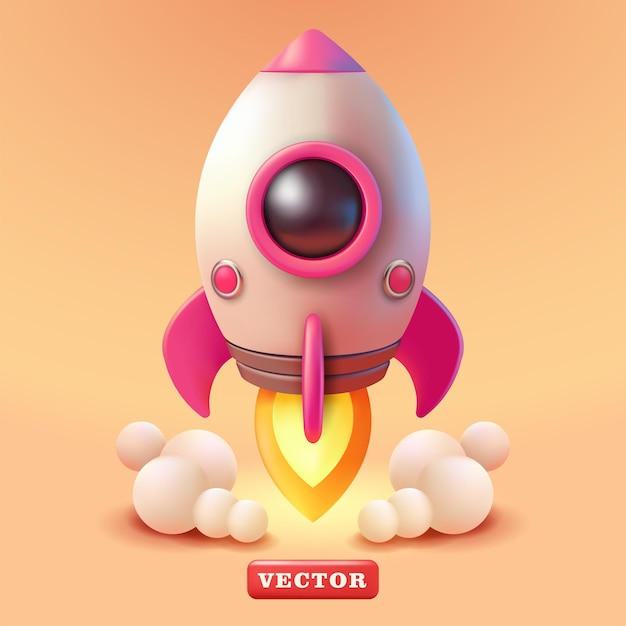 Cute fusée volera vecteur 3D adapté à l'éducation science affaires et des éléments de conception