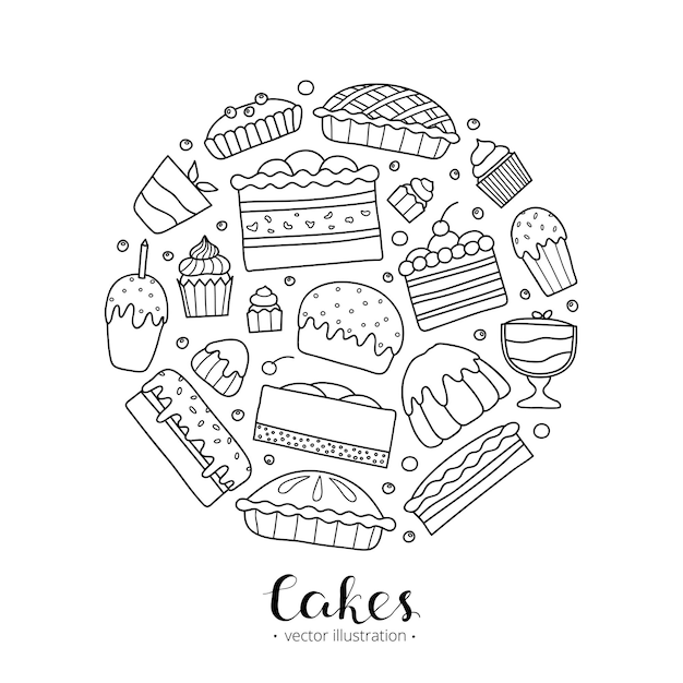 Cute Gâteaux De Contour Doodle Pour La Fête D'anniversaire De Pâques Café Sucré En Forme De Cercle Avec Des Lettres