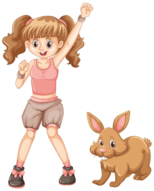 Cute Girl With Brown Bunny