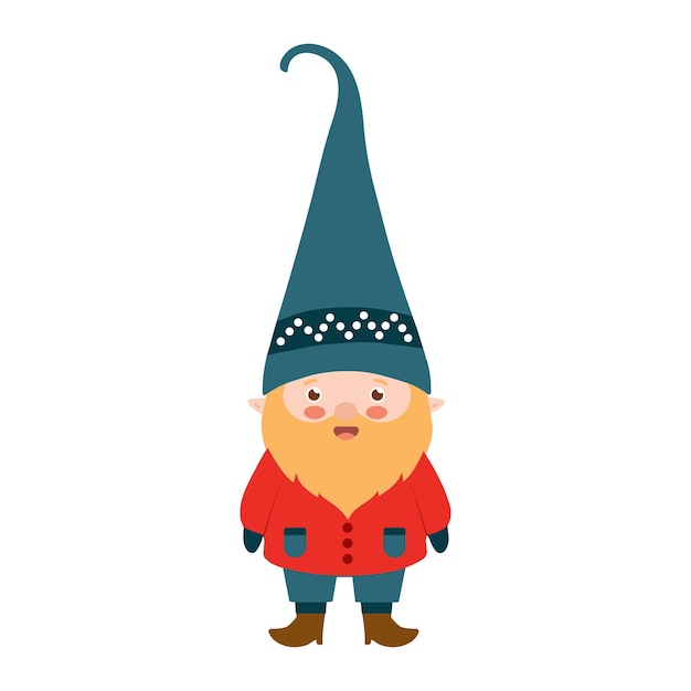 Vecteur cute gnome avec illustration de grand chapeau gnome clipart pour les enfants dans le style scandinave et plat