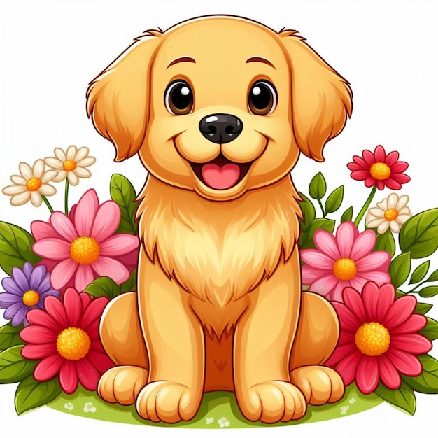 Cute Golden Retriever Dogs Vector Illustration de dessin animé