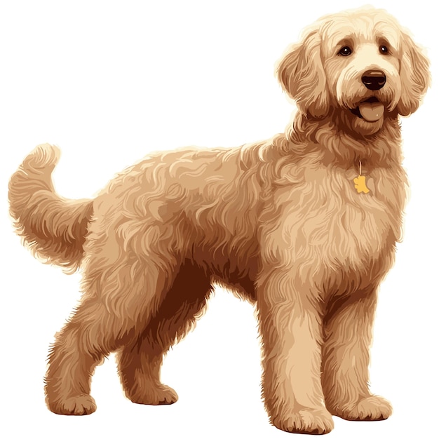 Vecteur cute goldendoodle dog dessin animé vector style fond blanc