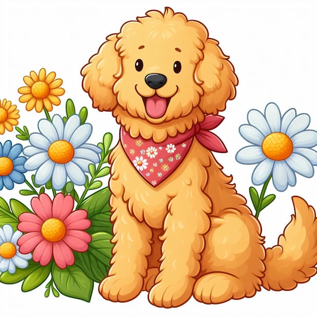 Cute Goldendoodle Dogs Vector Illustration De Dessin Animé