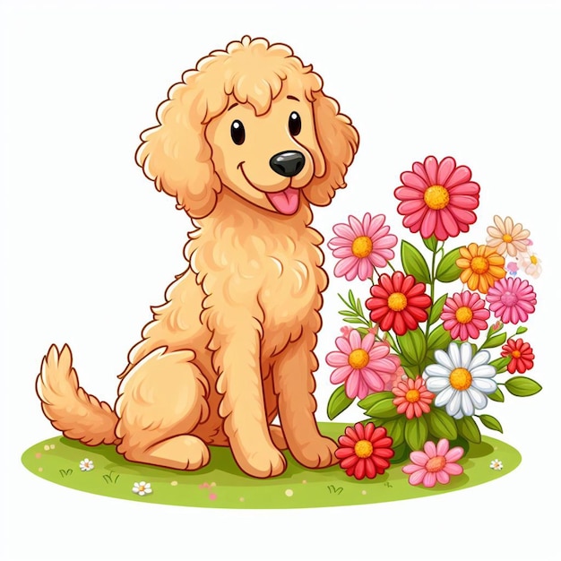 Cute Goldendoodle Dogs Vector Illustration De Dessin Animé