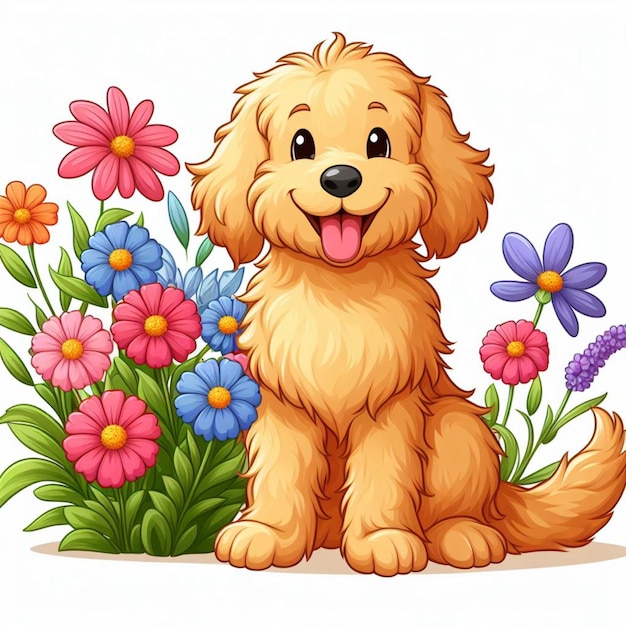 Cute Goldendoodle Dogs Vector Illustration De Dessin Animé