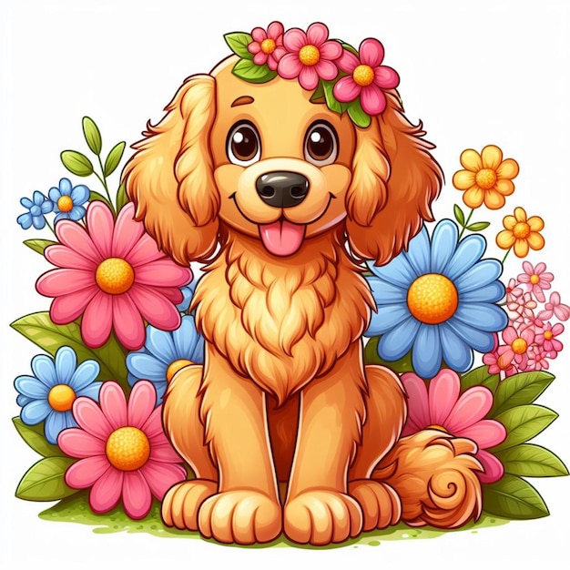 Cute Goldendoodle Dogs Vector Illustration De Dessin Animé