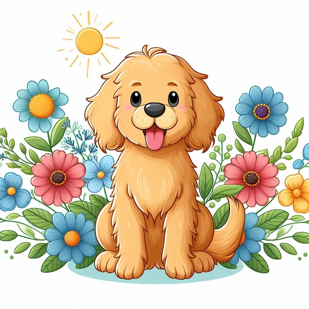 Cute Goldendoodle Dogs Vector Illustration De Dessin Animé