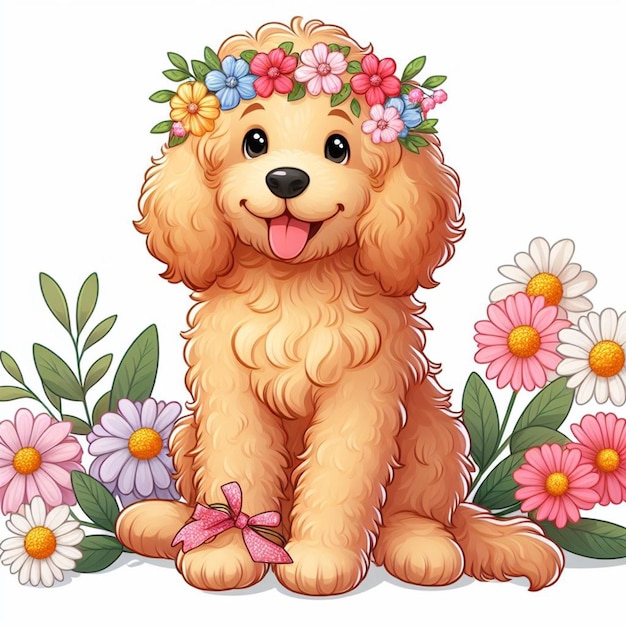 Cute Goldendoodle Dogs Vector Illustration De Dessin Animé