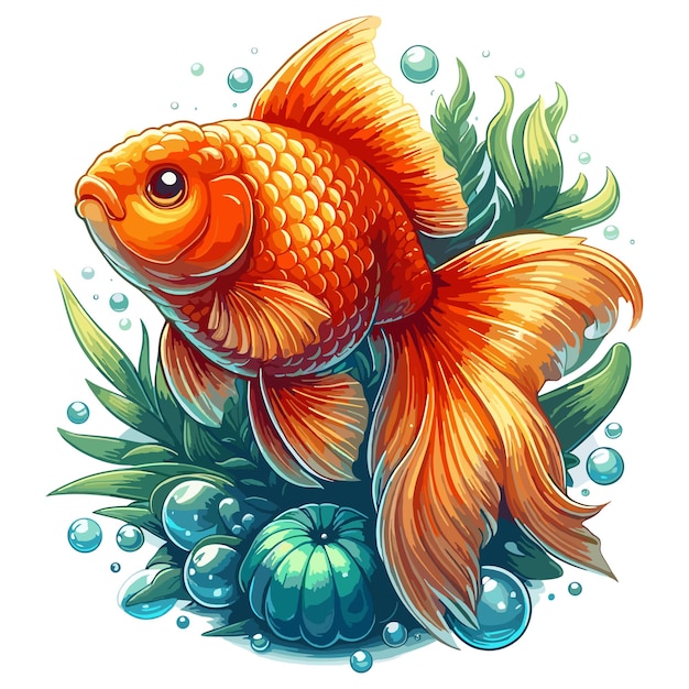 Cute Goldfish Fish Vector Illustration de dessin animé