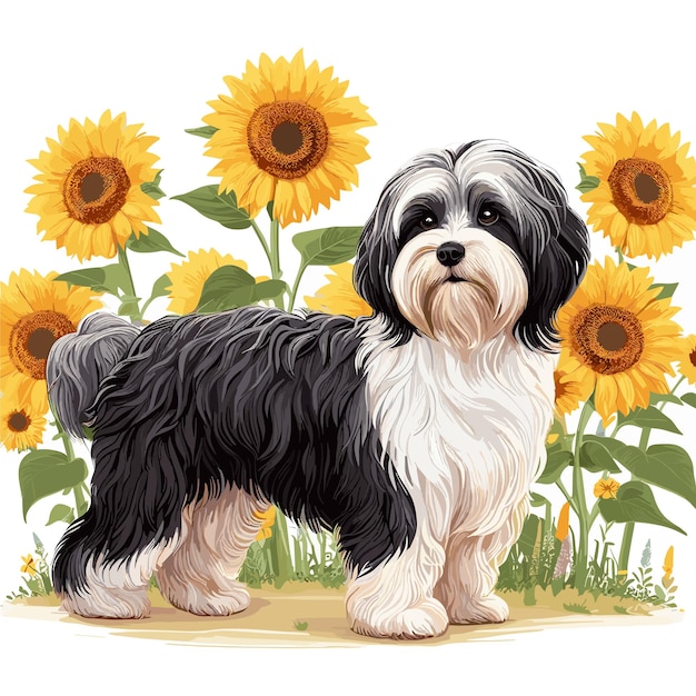 Cute Havanese Dog Dessin Animé Vector Style Fond Blanc