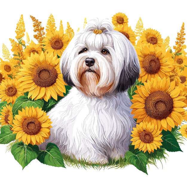 Vecteur cute havanese dog dessin animé vector style fond blanc