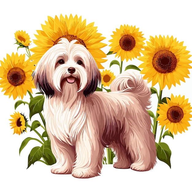 Cute Havanese Dog Dessin Animé Vector Style Fond Blanc