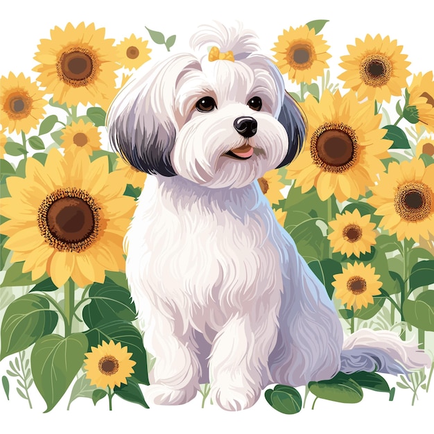 Vecteur cute havanese dog dessin animé vector style fond blanc