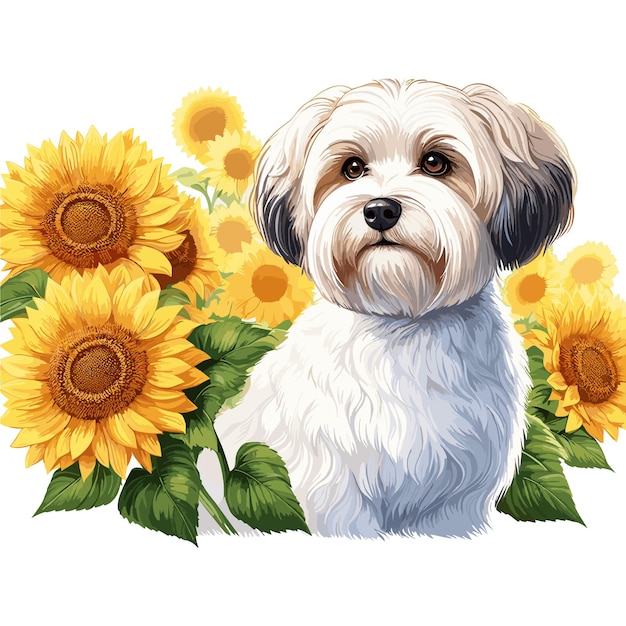 Vecteur cute havanese dog dessin animé vector style fond blanc