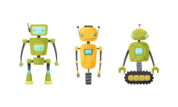 Cute humanoïde ou robot avec antenne comme vecteur d'intelligence artificielle