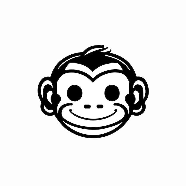 Vecteur cute icône de tête de dessin animé de singe ou illustration vectorielle du logo