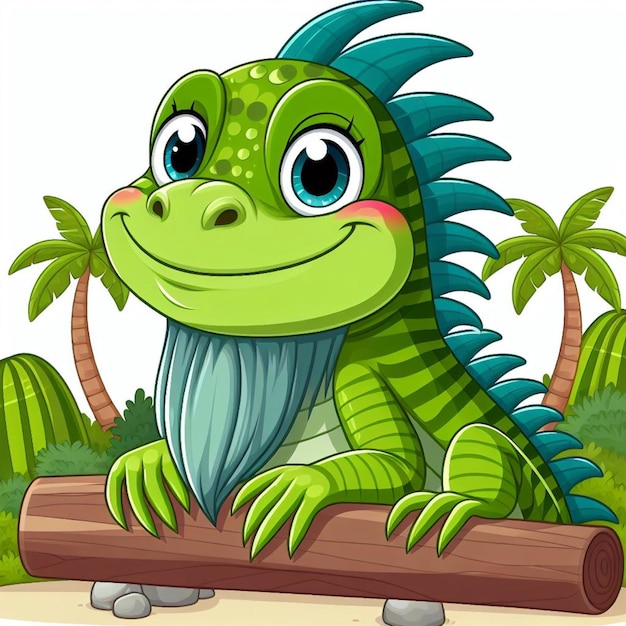 Cute Iguana Vector Illustration de dessin animé